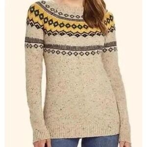 Chic Beige‎ Sweater with Yellow and Black Patterns